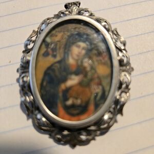 Vintage Religious Icon Brooch
